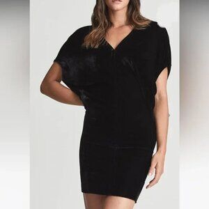 NEW Reiss Loretta Velvet mini Dress Womens 2 Black Classic Elegant Designer Chic
